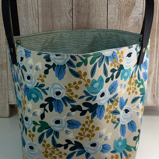 Bunny Bucket Bag ~ Happy Blue Flowers